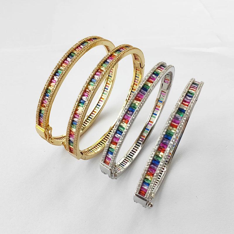 

2Pcs Rainbow cubic Zircon ,Colorful CZ Stone micro pave beach jewelry bracelet for women girl gift BG2811