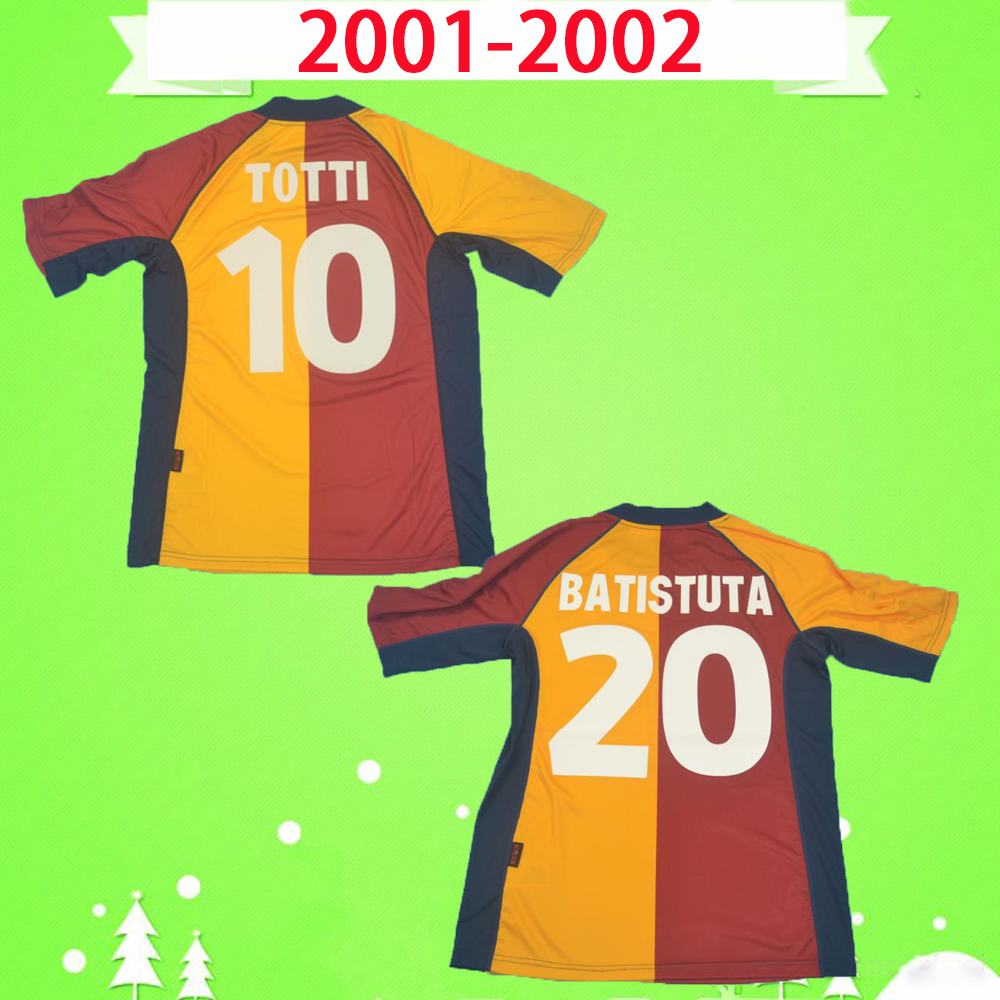 

2001 2002 soccer jerseys retro roma TOTTI BATISTUTA MONTELLA football shirts vintage BALBO MARTINETTI FUSER DE ROSSI Maglia da calcio, Black;yellow