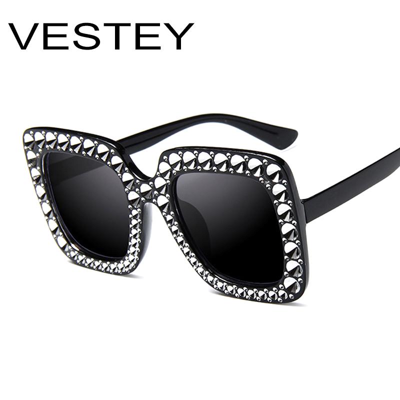 

Women Oversized Aviation Square Sunglasses Women Diamond New Fashion 2020 Brand Designer Black Female Sun Glasses