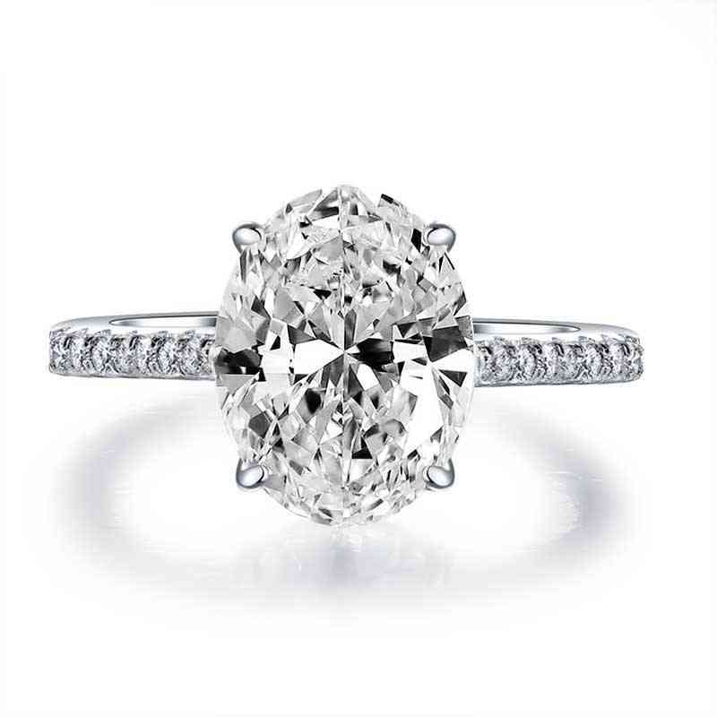 

925 Sterling Silver Wedding Ring Finger Luxury Oval Cut 3ct Simulated Diamond Rings For Women Engagement Jewelry Anel