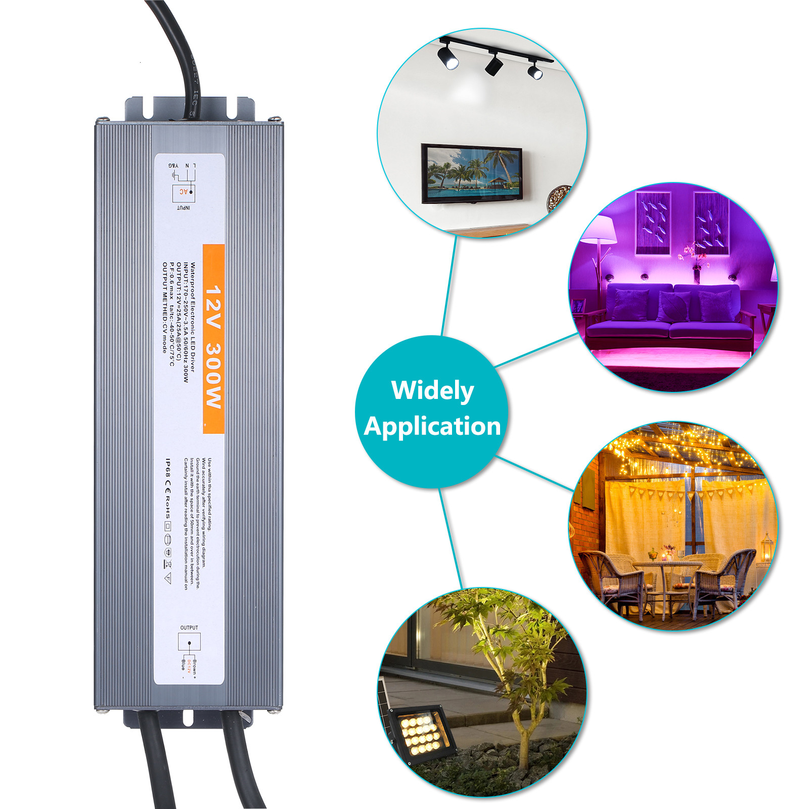 

2021 New Converter Power-supply Transformer Driver Ac90-130v to Dc12v 25a Low Voltage Output Ip68 Light Regulator for Leds Strips 5ssw