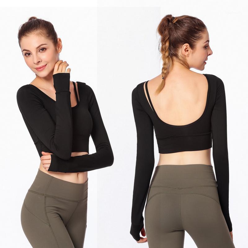 

Women Yoga Shirt Long Sleeve Yoga Cropped Tops Workout Tops Fitness Running Sport T-Shirts Gym Training Sportswear1, Orange