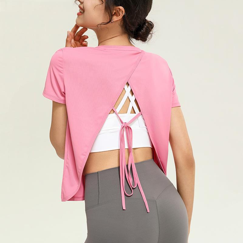 

Loose Fitness Shirt Crop Top Gym Women Sport Yoga Tops Workout Shirts Woman Clothing Running T-shirts Sports Training Clothes XL, White
