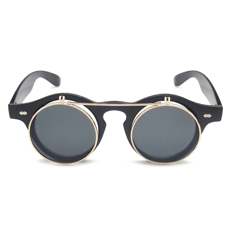 Taikonaut Flip Up Round Shade Sunglasses Retro Vintage Men Women Designer Brand Des lunettes de soleil Punk Classic Eyeglass UV400 SD74