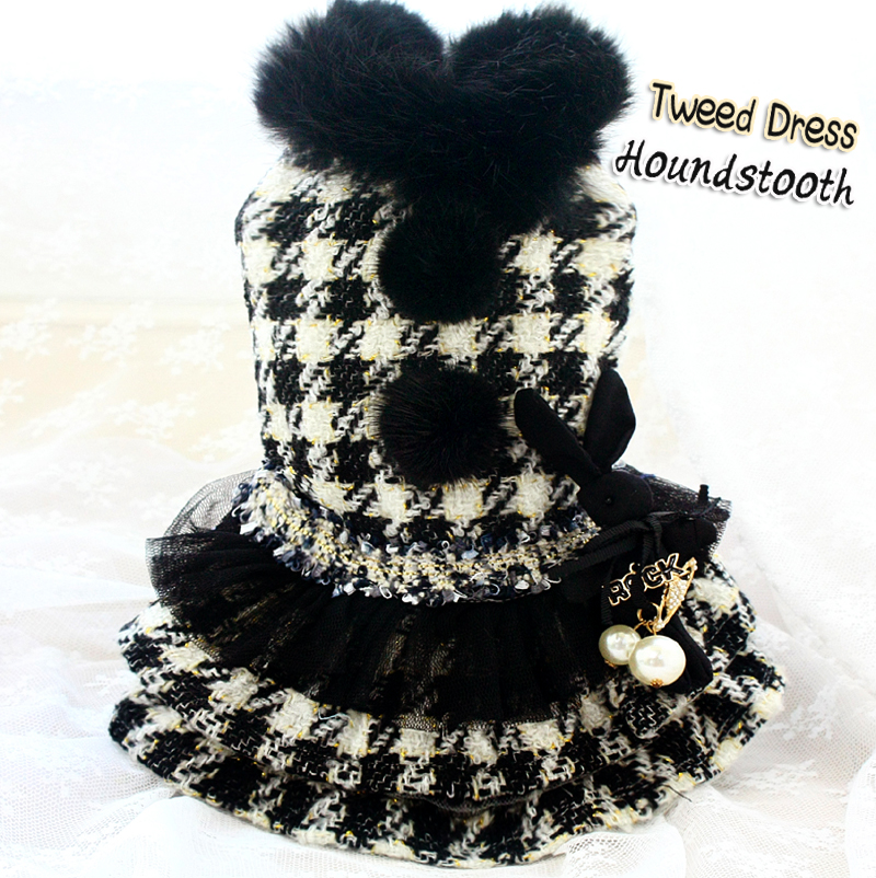 

Handmade Dog Apparel Coat Dress Classic Swallow Gird Woolen Fashion Outerwear Cat Outfit Pet Winter Maltese Yorkie Poodle, Black