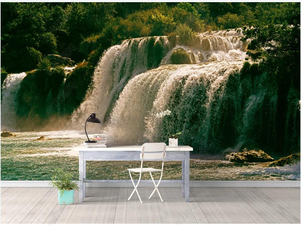 

WDBH 3d wallpaper custom photo Beautiful photography waterfall flowing water living room home decor 3d wall murals wallpaper for walls 3 d, Non-woven wallpaper