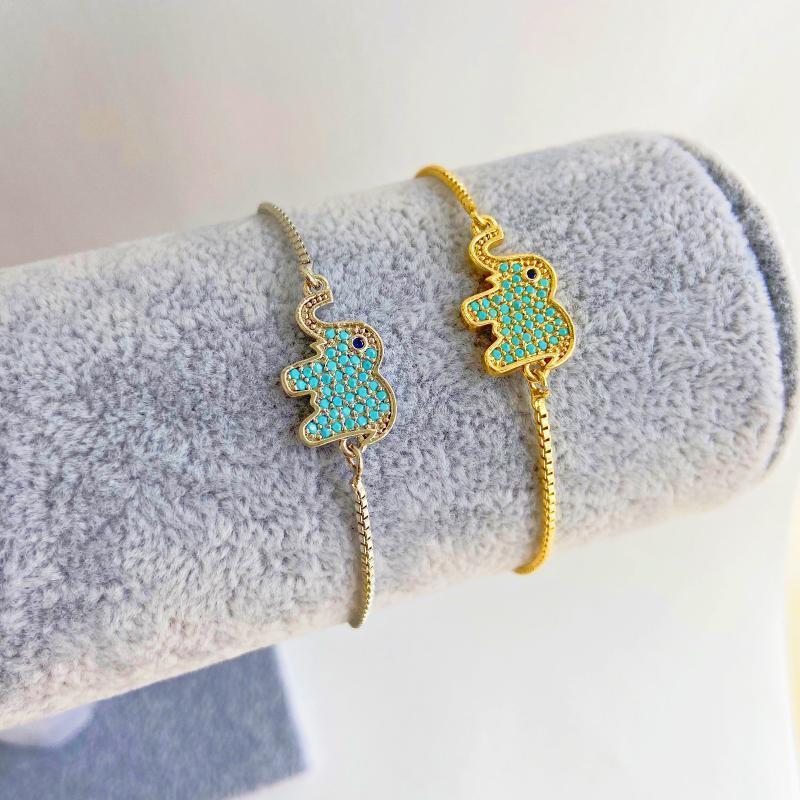 

HECHENG CZ Blue elephant rainbow Adjustable Bracelets Gold silver color Wholesale For Women Bling DIY Gift Colorful VS4331