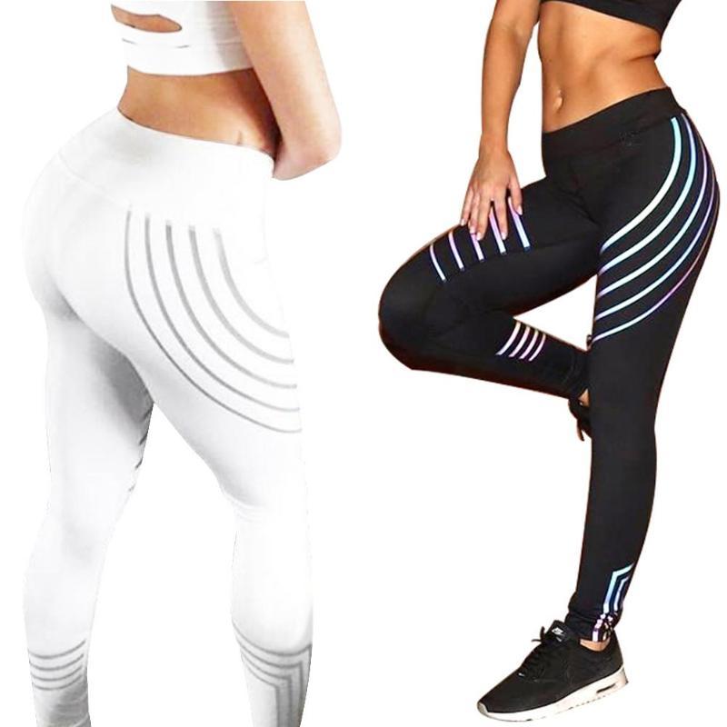 

Women Yoga Sportswear Leggings Slim Fit Printing Workout Trousers Clothes, White