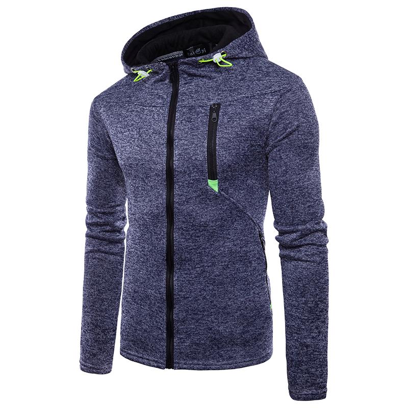 

casual men hoodies 2020 new spring autumn solid fleece zipper cardigan sweatshirt men' hooded jacket coat tracksuit with pocket, Black