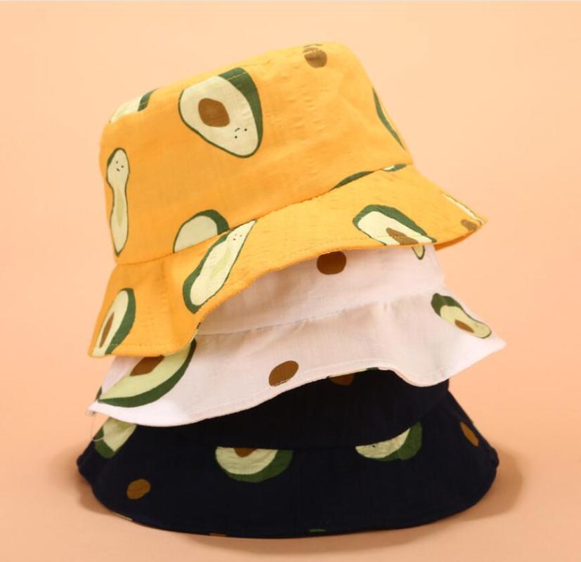 

2020 Avocado Bucket Hat Vegan unisex chapeau fashion outdoor travel fishing hiking hat Bob Caps women men panama sun cap, White