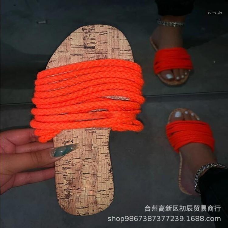 

Lazada new cool slippers women 2020 European and American fashion hollow out large flat bottom Mahua Beach Flip Flop1, Yellow