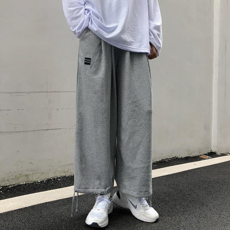 

2020 Autumn -2XL Plus Size Jogging Homme Pantalon Streetwear Elastic Waist Casual Loose Sweatpants Hip Hop Black/Gray Men Pants, Black pants