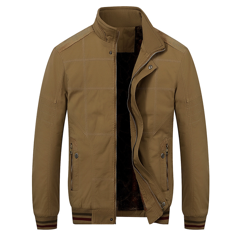 

2018 Brand Men's Jackets Winter thickening Middle-aged and Old Cotton Overcoat For Male Jacket Outer Wear Clothing, Army green