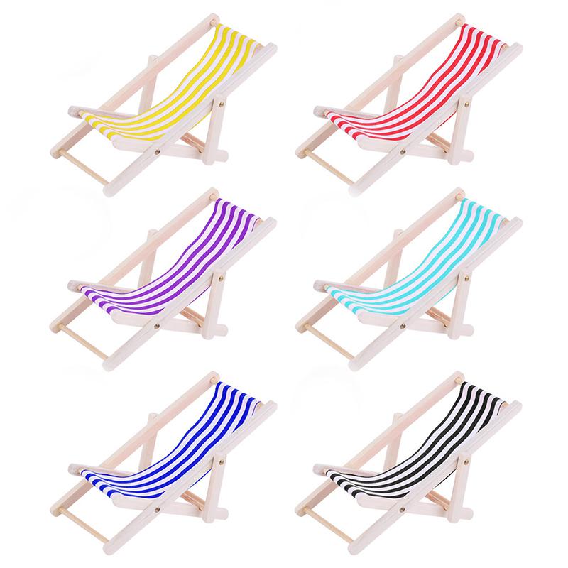 

1:12 Home Garden Wooden Beach Chair Miniatures Home Scene Furnishings Emulational Furniture model Dollhouse Decoration