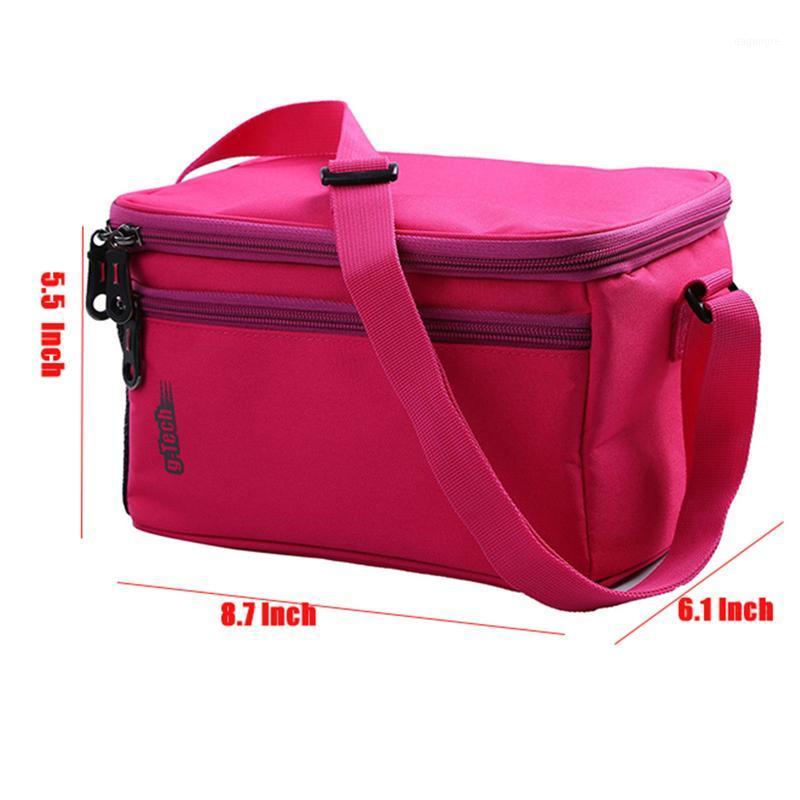 

Lunch Box Bag Waterproof Bag Oxford Fabric Picnic tote shoulder strap1, Red