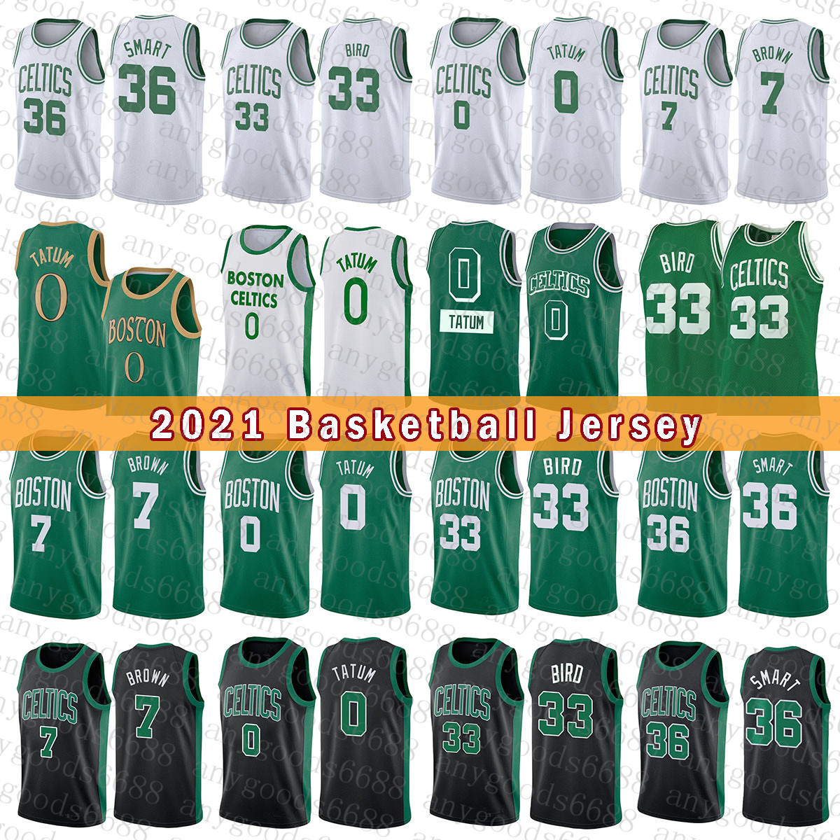 

Bostons Celtices Basketball Jersey 7 36 Jayson Tatum Larry Bird 2021 2022 New 0 33 Jaylen Brown Marcus Smart Champagne