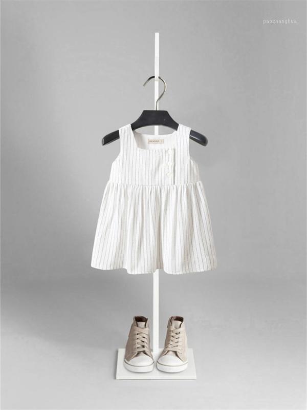 

2020 Summer Girls Tassel Sleeveless Dresses Stripe Cute Kids Party for Girls Princess Dress Tops Clothes dress1, White