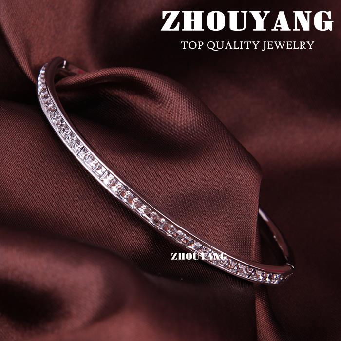 

Top Quality Simple Style Crystal Silver Color Bangle Genuine Austrian Crystals ZYB016 ZYB014