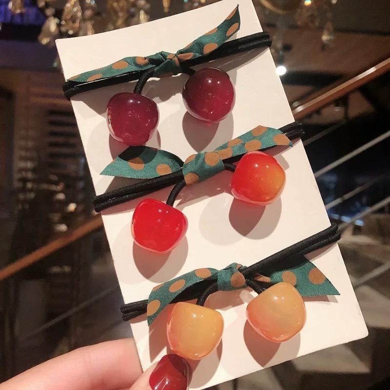

1PC New Wave Point Cherry Bowknot Cute Princess Headwear Kids Elastic Hair Bands Children Ropes Girls Accessories Baby Headdress