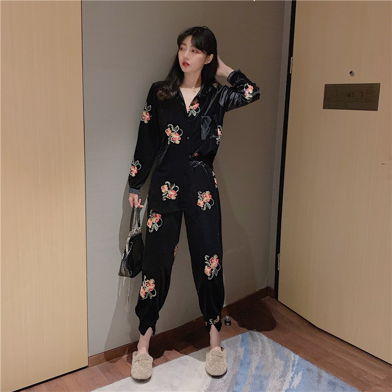 

2021 Female Fashion Two Pieces Suit New Spring Sweatsuits 2pc Pants Embroidered Clothing Sets 4DAK, Only pants.