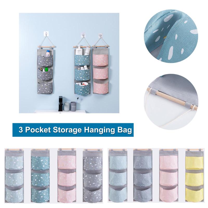 

Wall Hanging Bag, 3 Pocket Hanger, Bathroom Baby Hanging Bag, 3 Pocket Folding
