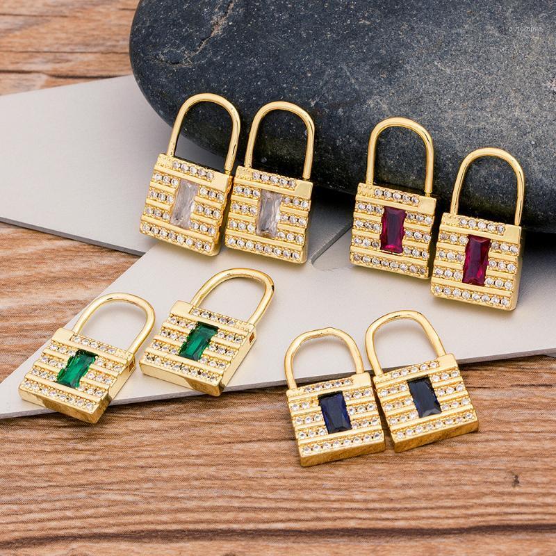 

New Fashion High Quality Punk Style Lock Earrings Padlock Pendant Copper CZ Earrings For Women Best Party Daily Gifts Jewelry1