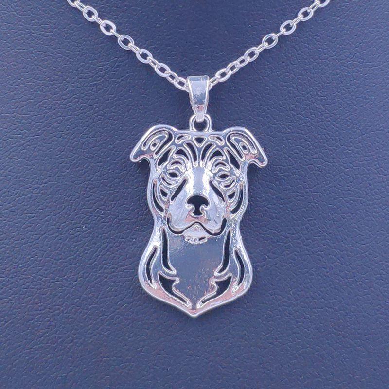 

American Staffordshire Terrier Necklace Dog Animal Pendant Gold Silver Plated Jewelry For Women Male Female Girls Ladies N050