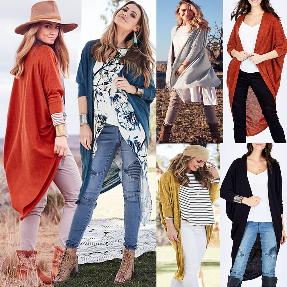 

Knit Cardigan Jacket Women's 2021 Fall Winter Irregular Loose Mid-length Shawl Top