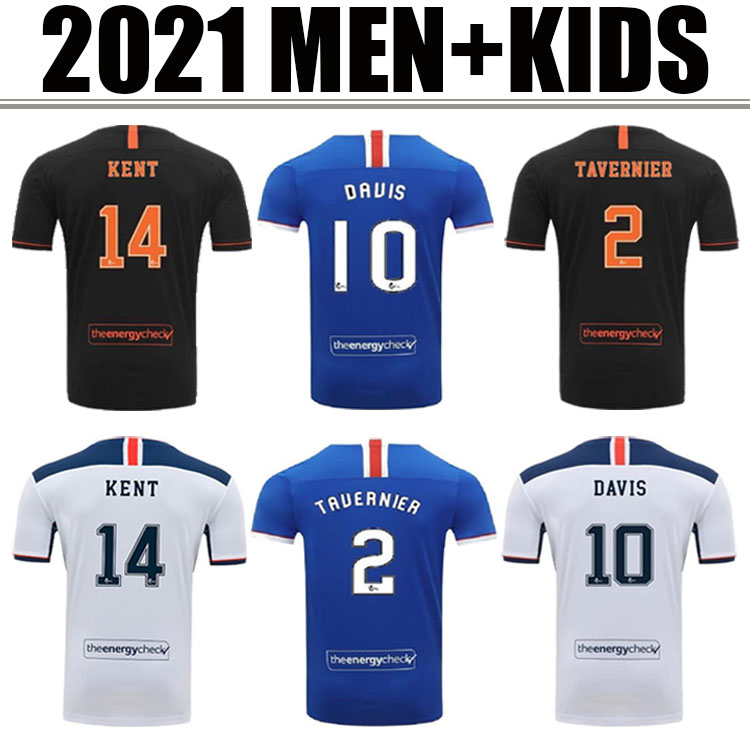 

2020 2021 NEW Glasgow Rangers GERRARD Soccer Jerseys DAVIS KENT MORELOS Home Away Football Shirt TAVERNIER Uniforms, Black