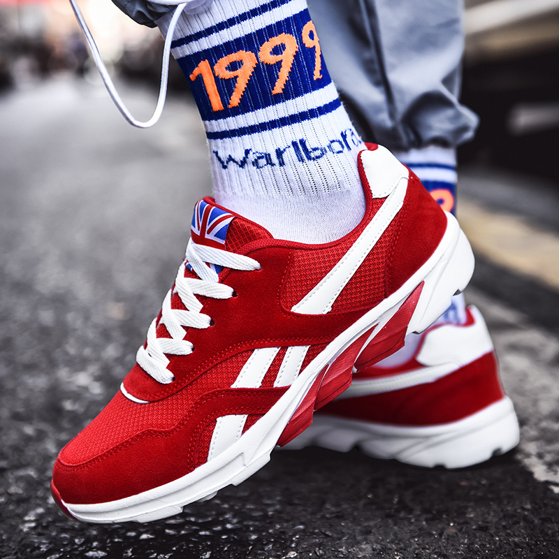

High Quality Men Sneakers Comfortable Walking Shoes Super Light Breathable run Sport Shoes High Quality Outdoor Sneakers Male 2020 Newest, Blue red pu