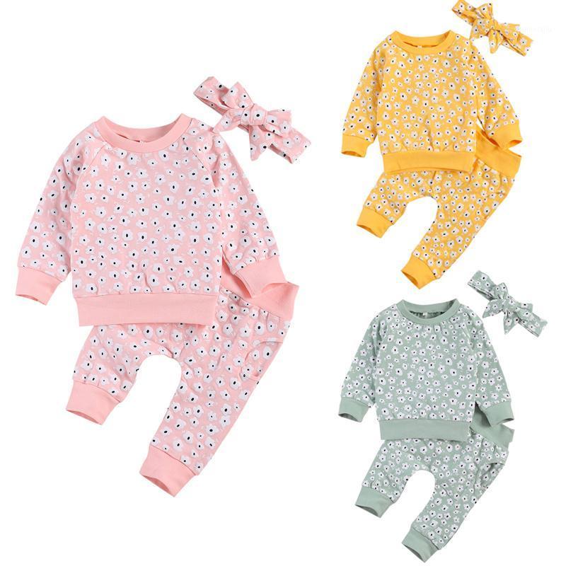 

Wallarenear 0-24M Newborn Infant Baby Girl Cute Clothing Set 2Pcs Long Sleeve Daisy Printed Top Long Elastic Pant Outfit 3Styles1