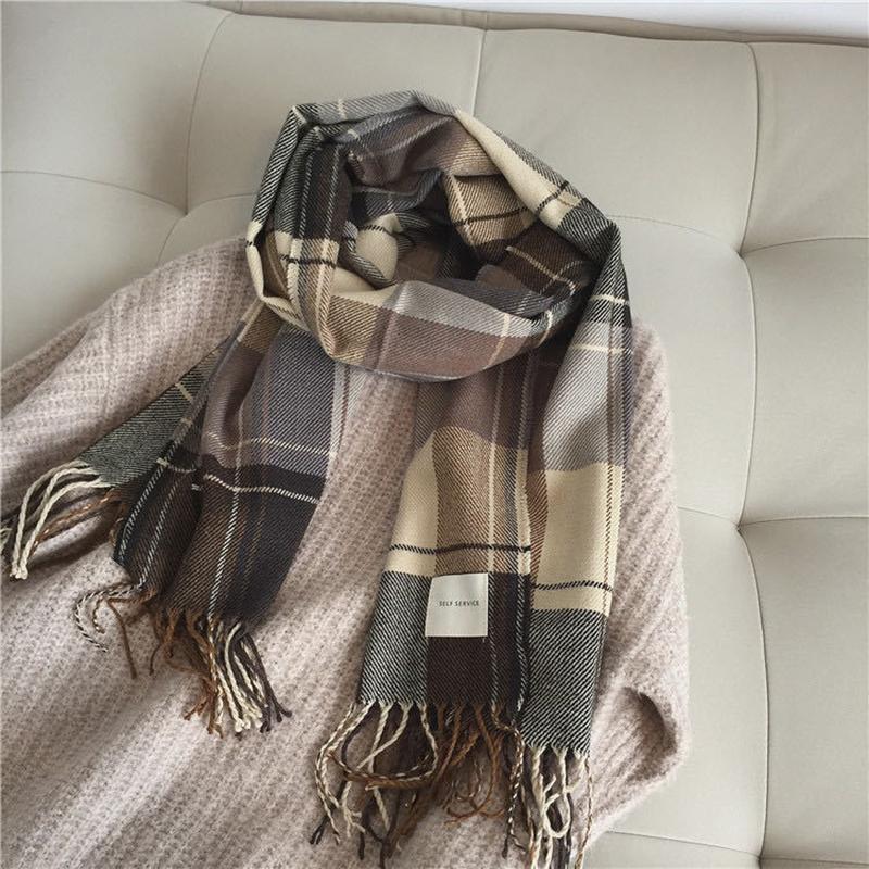 

Women's Christmas Style Thick Scarf Imitation Cashmere Comfortable And Warm Fashion Plaid Shawl Autumn Winter Lovers Warm Scarf