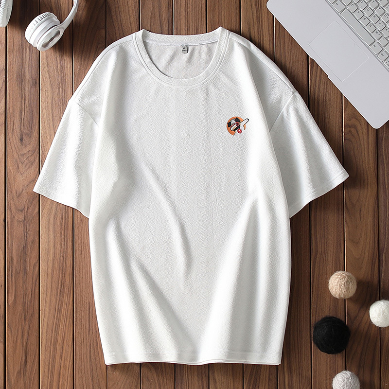 

2021 New Solid T-shirt Mode From Men with Short Sleeves Male Men's T-shirts Covers t Fret Free Plus Size K137 XXGG, White