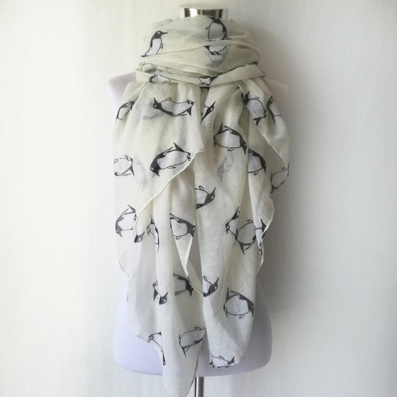 

10pcs/lot new fashion Fashion Women Penguin scarf Animal Prints long Shawl Lady Stripe Scarf Popular for four seasons