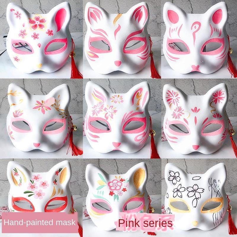 

Anime Cosplay Hand-painted Mask Tassel Naruto Cat Hand Painted Mask Cosplay Pink Masks1