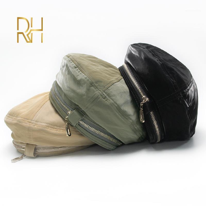 

2020 New Women's Hat PU Leather French Artist Beret Cap Fashion Zipper Beret For Women Girls Soft Fashion French Painter Berets1, Black