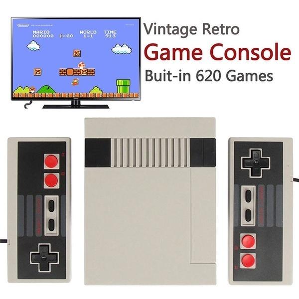 

620 Games Mini Vintage Retro TV Game Console Built-in 620 Av line TV Vedio Game Console with 2 Hardwired Joysticks
