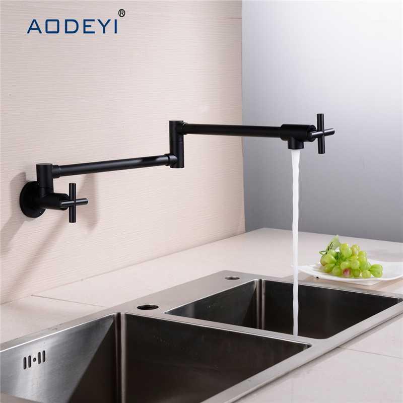 

Kitchen Tap Brushed Nickel ORB Wall Mounted Pot Filler Faucet with 24" Double Jointed Swinging Spout From1