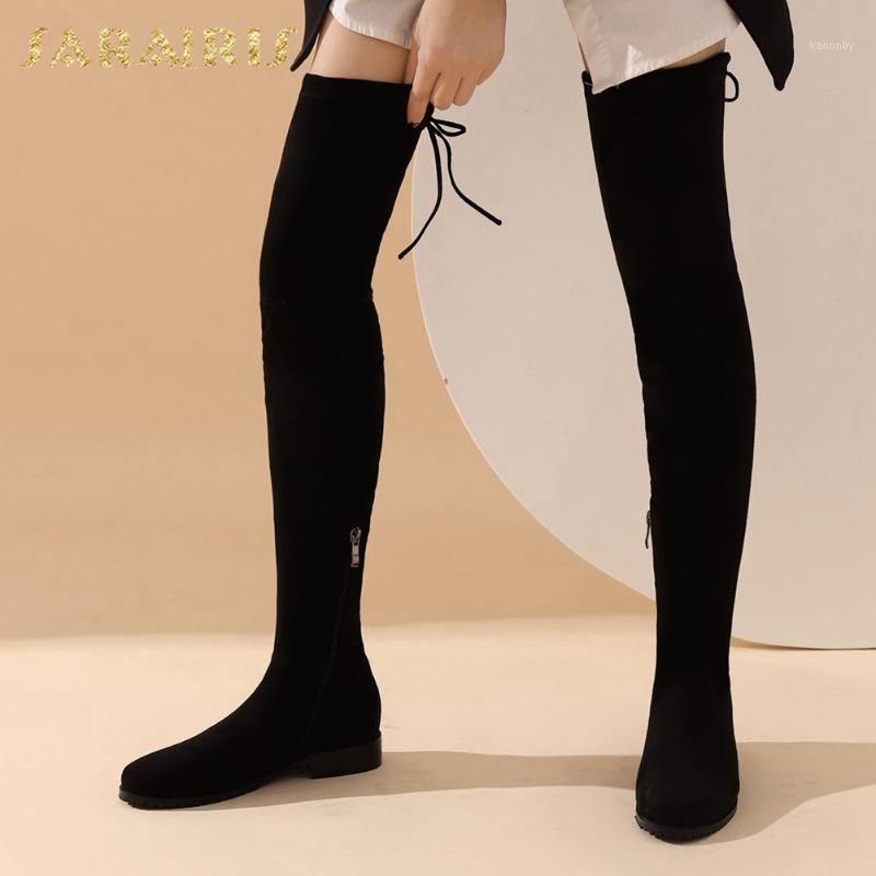 

Sarairis Hot Sale 2021 Thigh High Boots Women Shoes Thick Low Heels Comfy Zipper Trendy Black INS Hot Shoes Ladies Boots1, Black pu