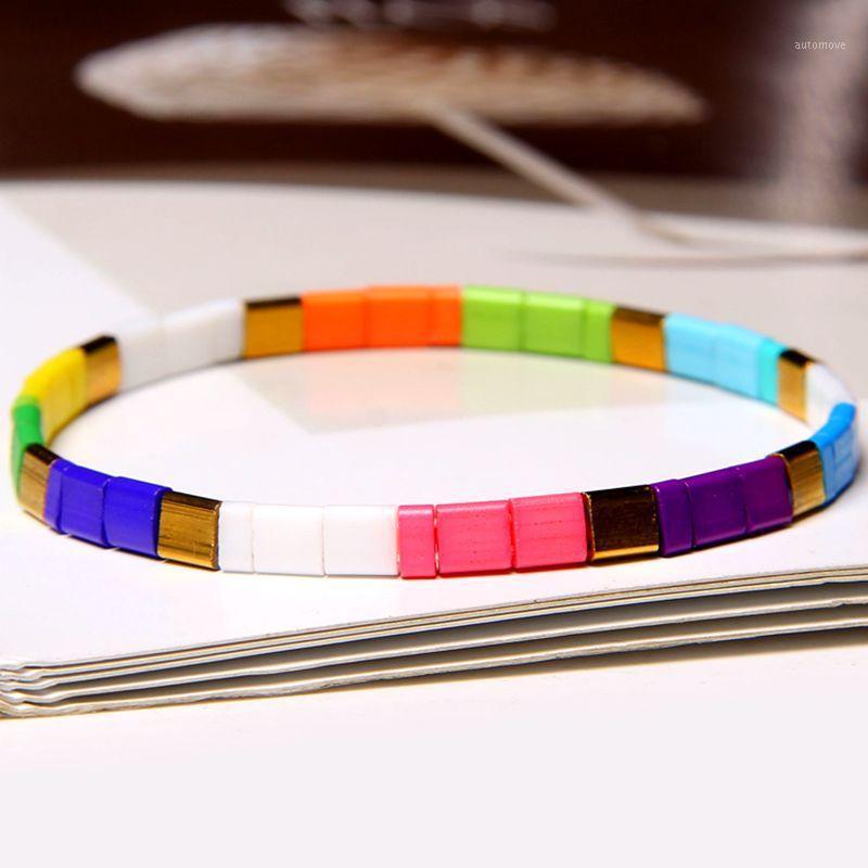 

Rainbow Enamel Colour Bracelet Unisex Sunny energetic Beach Style DIY Stretch Bracelets Colorful Bohemian Multicolor for Gift1