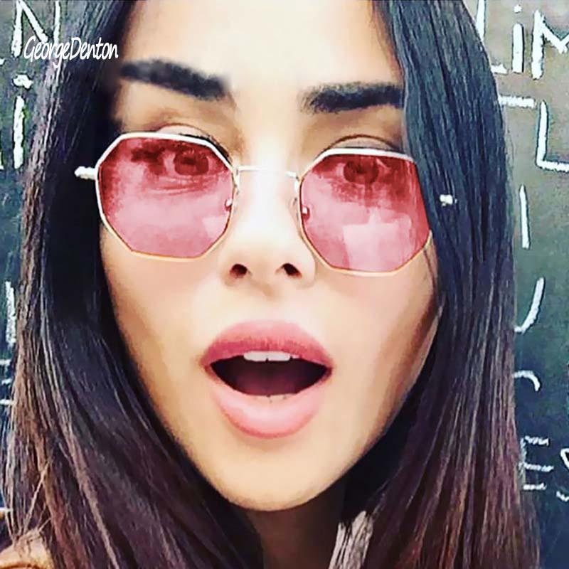 

Sunglasses The George Denton Hexagonal Metal Frame Clear Lens Splov Retro Sexy Decoration Sunglass Women Colorful