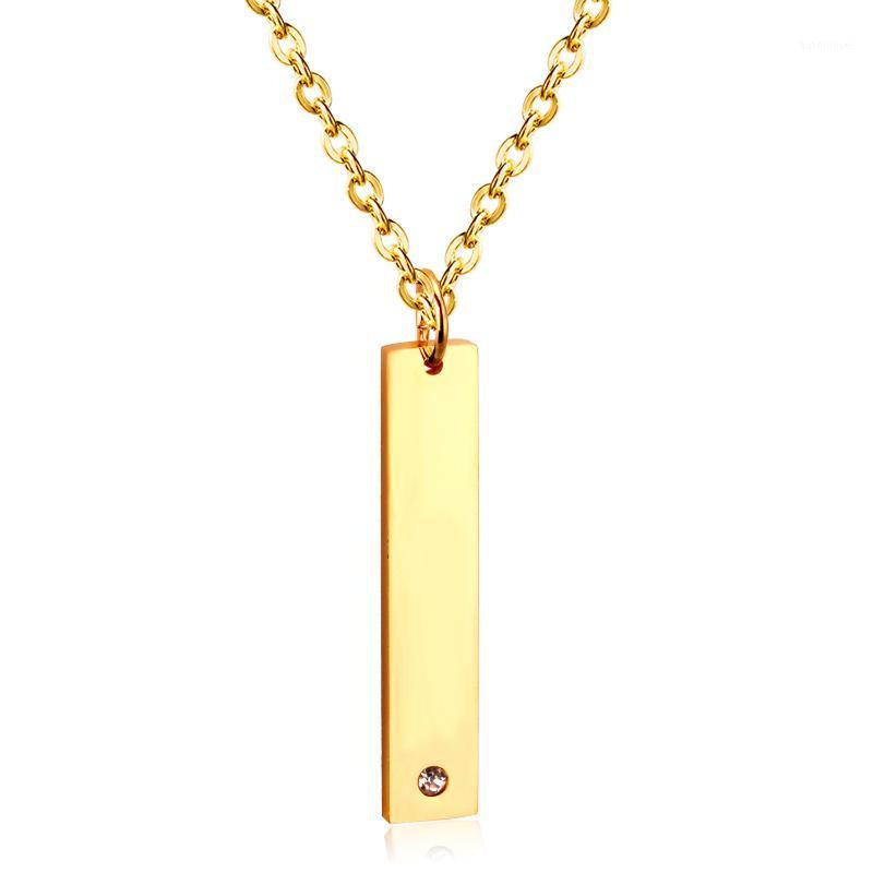 

LUXUKISSKIDS Drop Square Zircon Pendant Gold Necklace For Men Women Jewelry Stainless Steel Chain Necklaces Collares Collier1