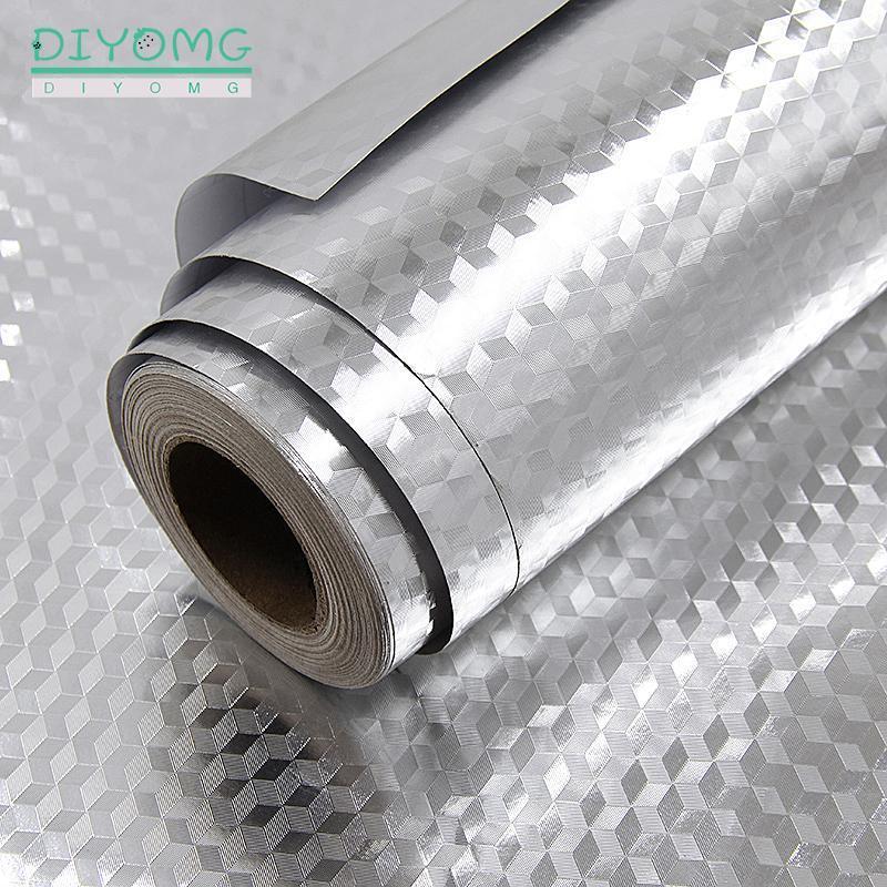 

New Kitchen Oil-proof Waterproof Wall Stickers Anti-fouling Self Adhesive Wallpaper Stove Cabinet Contact Paper Aluminum Film1