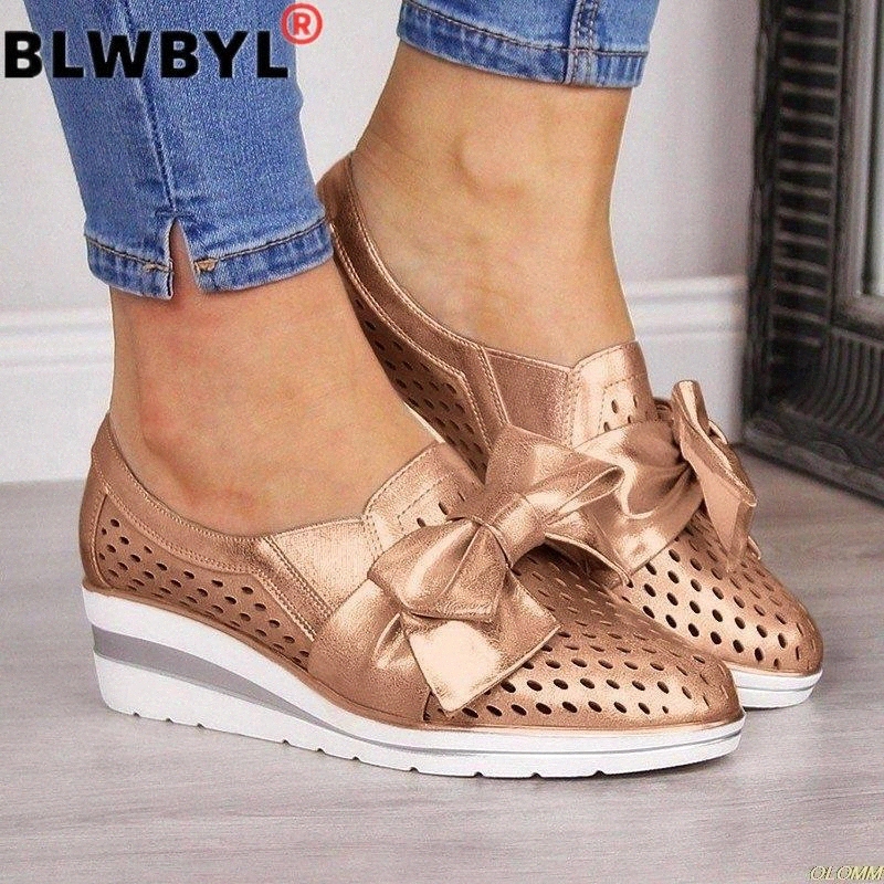 

Hot Sale Summer Women Wedge Flats Shoes Female Hollow Breathable Mesh Casual Shoes For Ladies Flats Loafers Shoes #kT5z