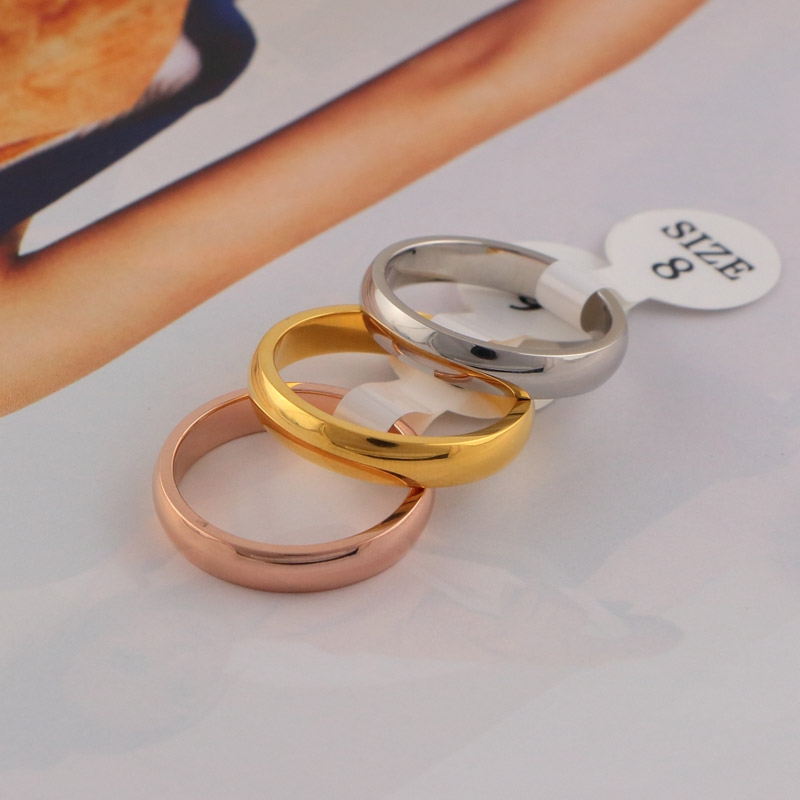 

smooth love ring couple ring high quality tail simple ring titanium steel wholesale smooth face, Slivery;golden