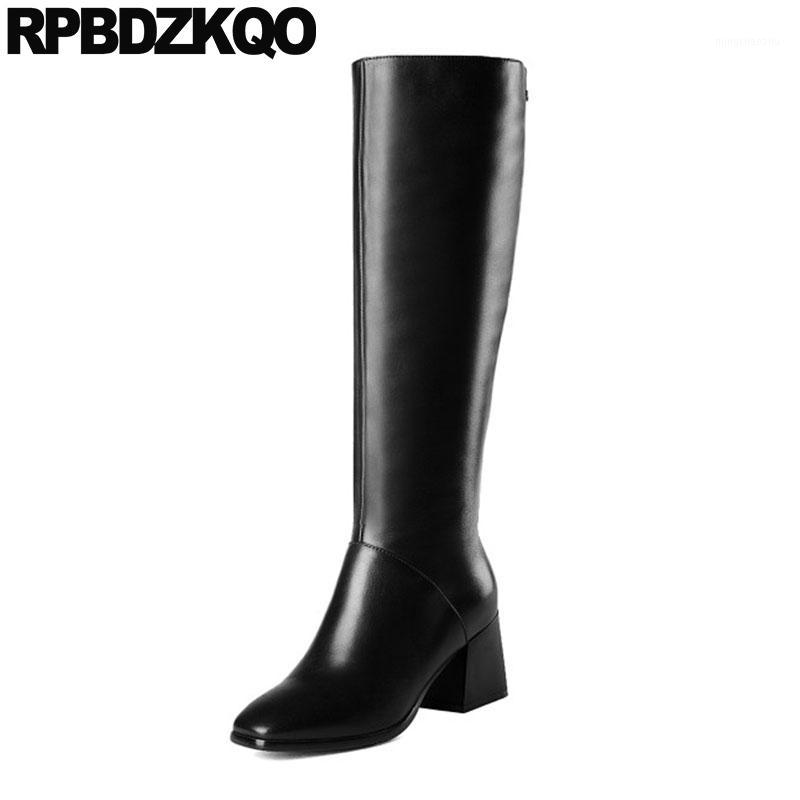 

plus size boots winter black autumn chunky long 10 2020 shoes women vintage high heel tall big square toe 11 knee1