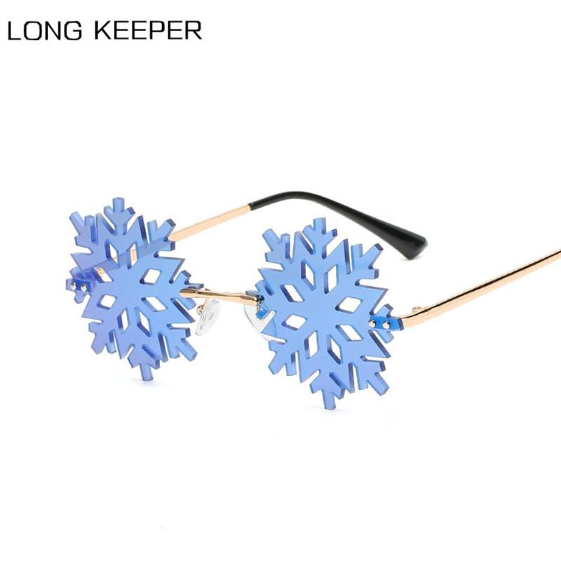 

2021 New Fashion Christmas Snowflakes Sunglasses Women Vintage Rimless Punk Sun Glasses Men Unique Hollow Eyewear New Year Gifts