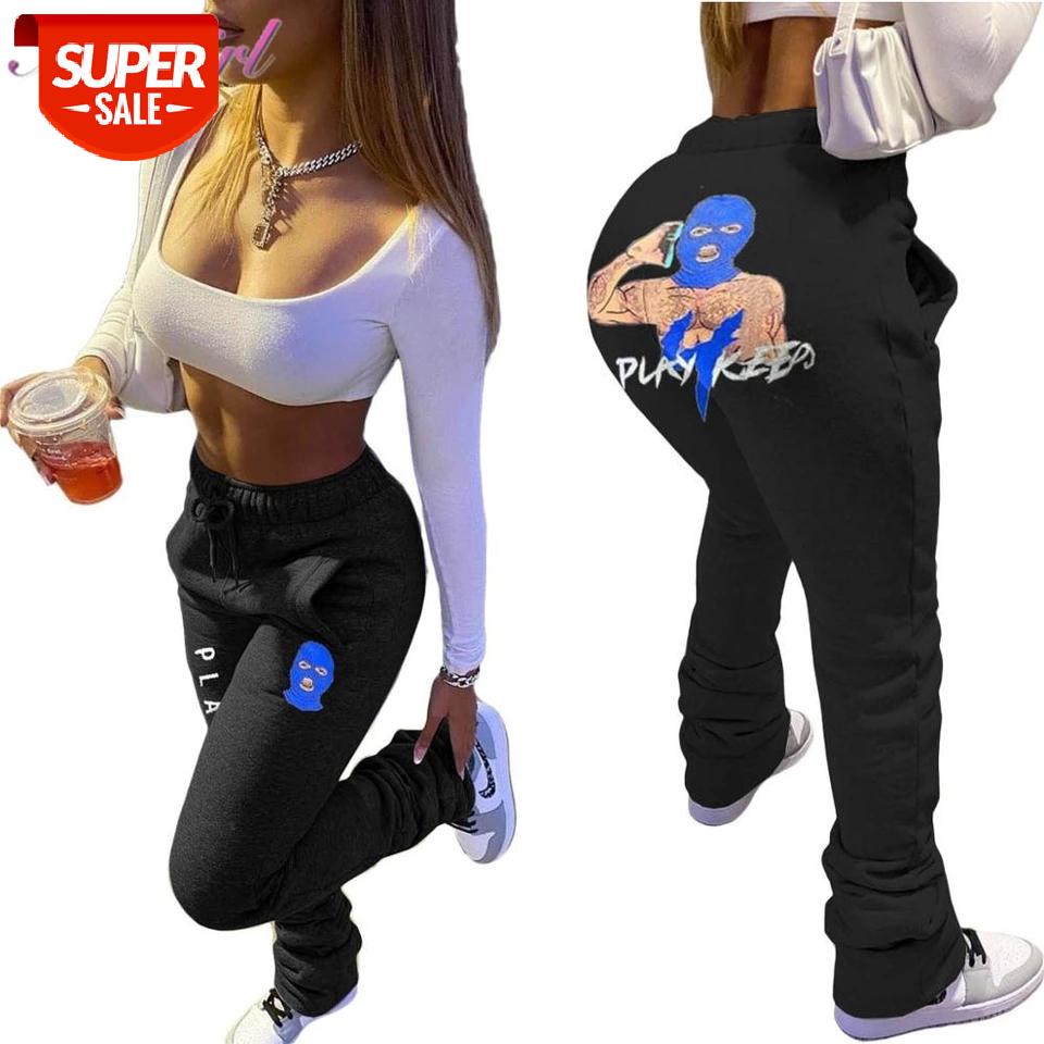 

Pleated Sweatpants Causal Cartoons Print High Waist Drawstring Leggings Thick Flare Stacked Pants Women Joggers Active Trousers #451c, Black;white