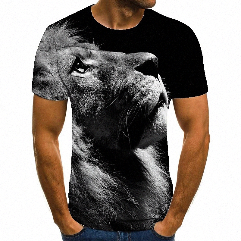 Chemise T-shirt Hommes 3D Imprimer Animal Cou rond Casual Daily Tableau 3D Imprimer Imprimé à manches courtes Tops Casual Fashion Noir / Blanc 67