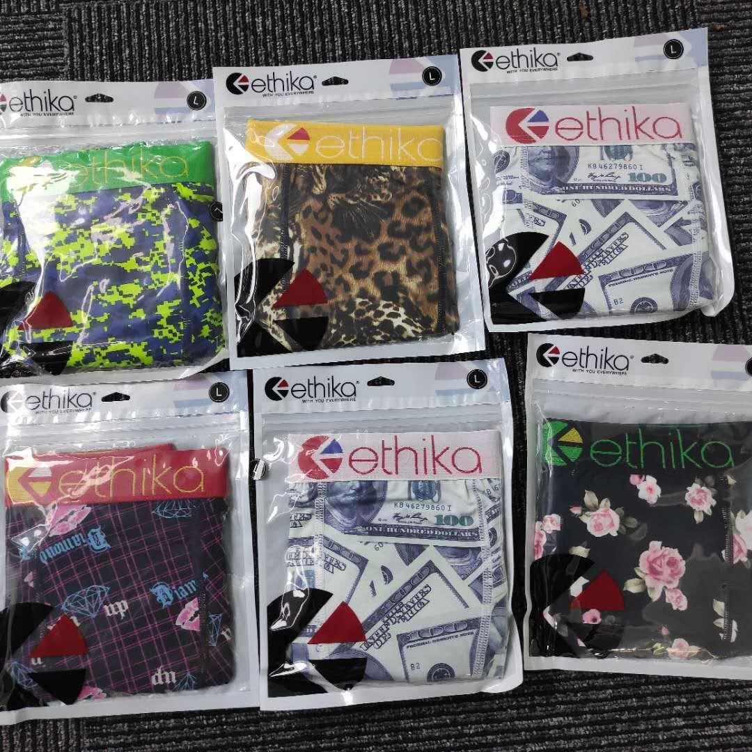 

100% cotton breathable Ethika men's underwear soft men's boxers men's letter sexy quick drying beach pants 002, Random mixing